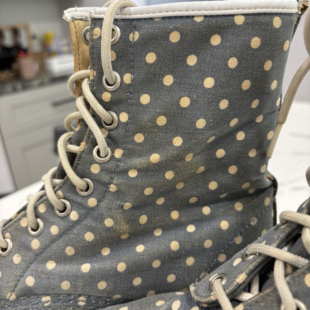 Doc Martens Womens Size 9 Boots Blue White Polka Dot Denim Lace Up - Picture 7 of 8